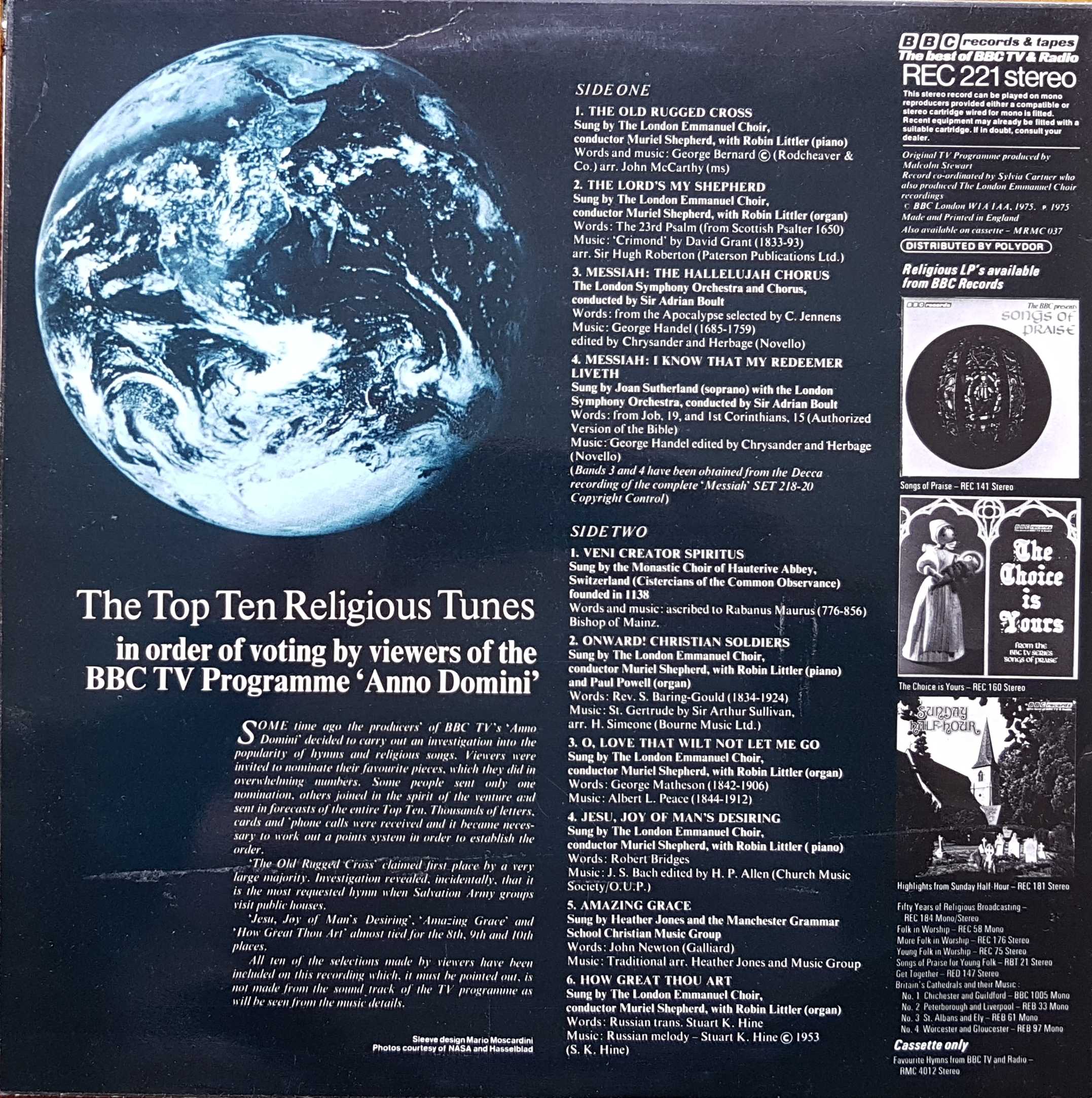 Picture of REC 221 The top ten religious tunes by artist Various from the BBC records and Tapes library